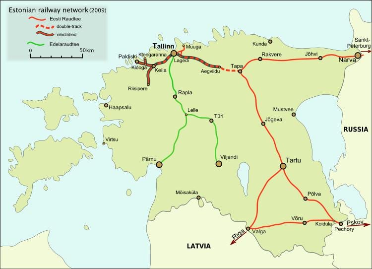 kart estoniya dəmir yolu
