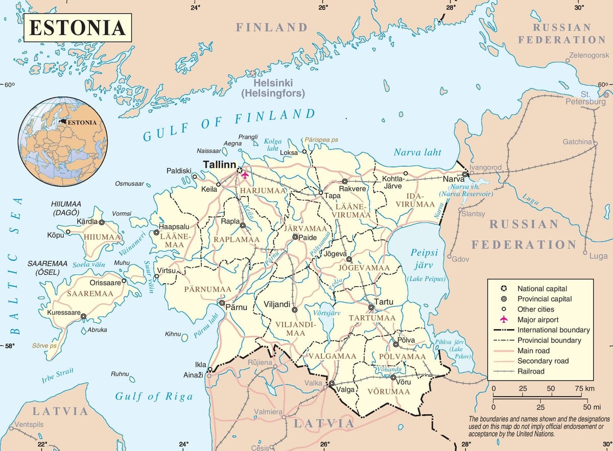 Estoniya xəritədə