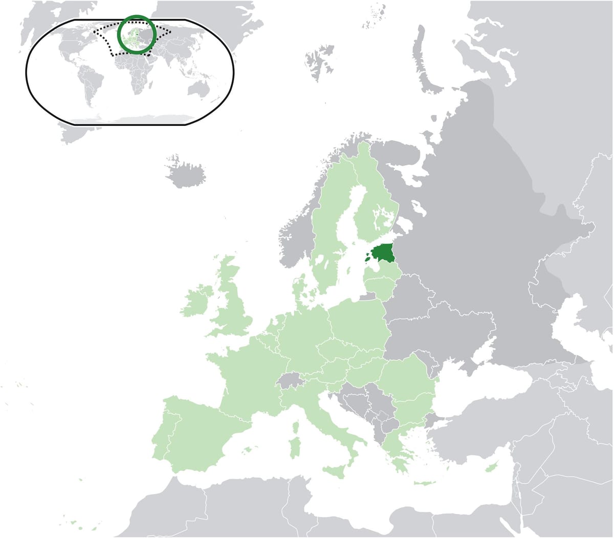 Estoniya xəritədə Avropa
